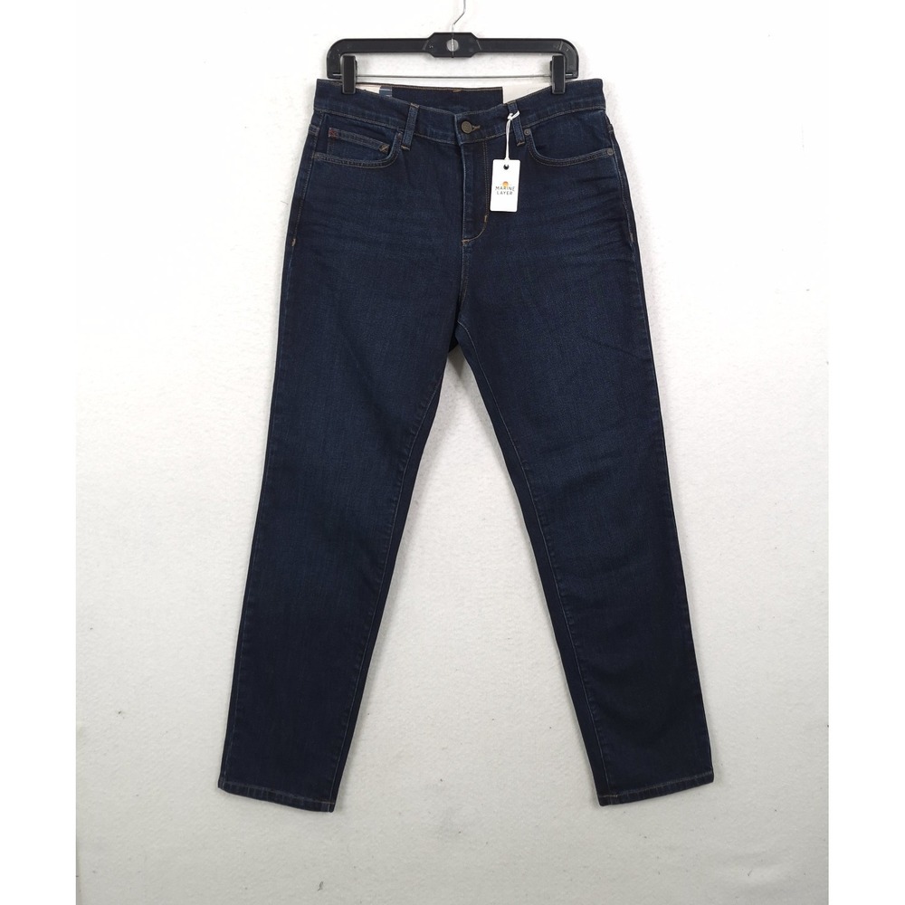 Marine Layer Jeans Mens 33x32 Straight Fit Stretch Dark Wash Casual Preppy NEW